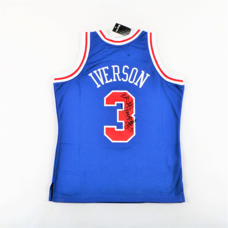 Allen Iverson Signed Philadelphia 76ers Jersey with "The Answer" & "HOF 2016" Inscription - Blue