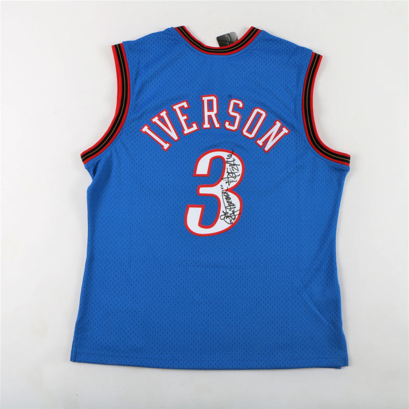 Allen Iverson Signed Philadelphia 76ers Jersey with "The Answer" & "HOF 2016" Inscription - Blue