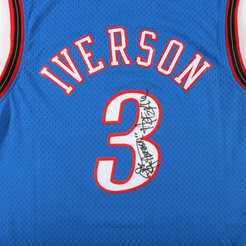 Allen Iverson Signed Philadelphia 76ers Jersey with "The Answer" & "HOF 2016" Inscription - Blue