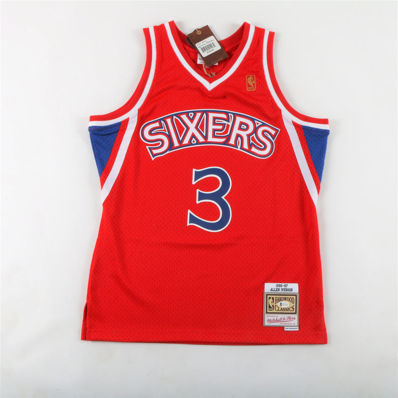 Allen Iverson Signed Philadelphia 76ers Jersey with "The Answer" & "HOF" Inscription - Red