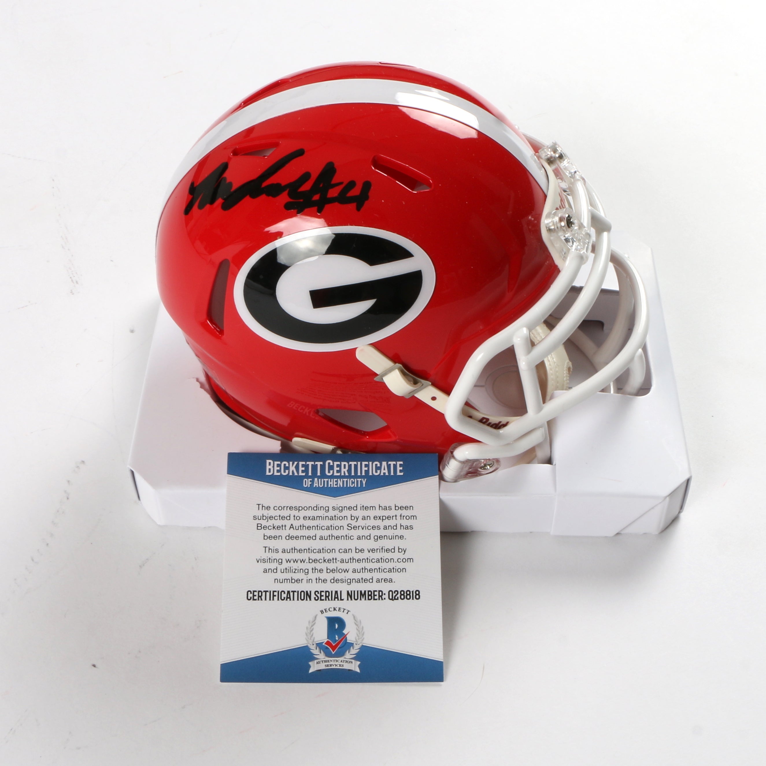 authentic georgia football helmet Nolan Smith Signed Mini Speed Bulldogs – More Than Sports chrisneville Best Retro Full Face Color:coolblue-blueberry made by Riddell and