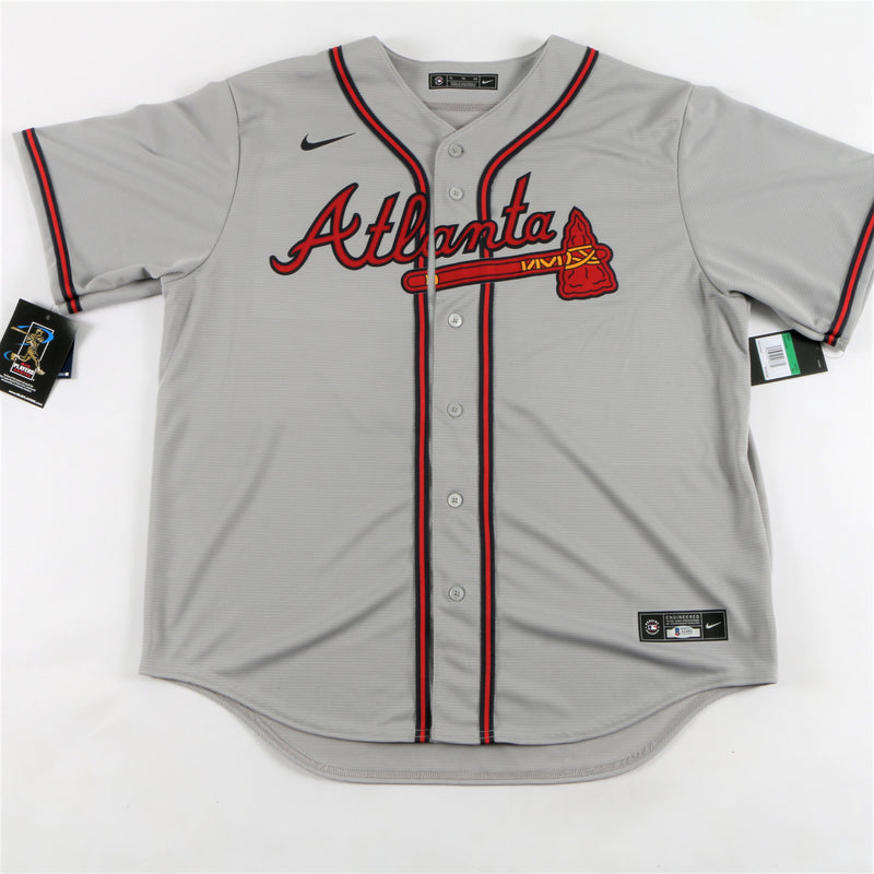 Ronald Acuna Jr. Signed Atlanta Braves Jersey Multiple Inscriptions - Grey