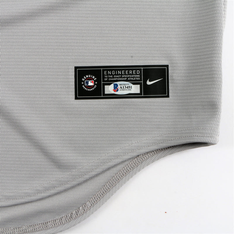 Ronald Acuna Jr. Signed Atlanta Braves Jersey Multiple Inscriptions - Grey