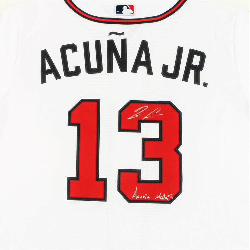 Ronald Acuña Jr. Signed Atlanta Braves Jersey with "Acuña Matata" Inscription - White