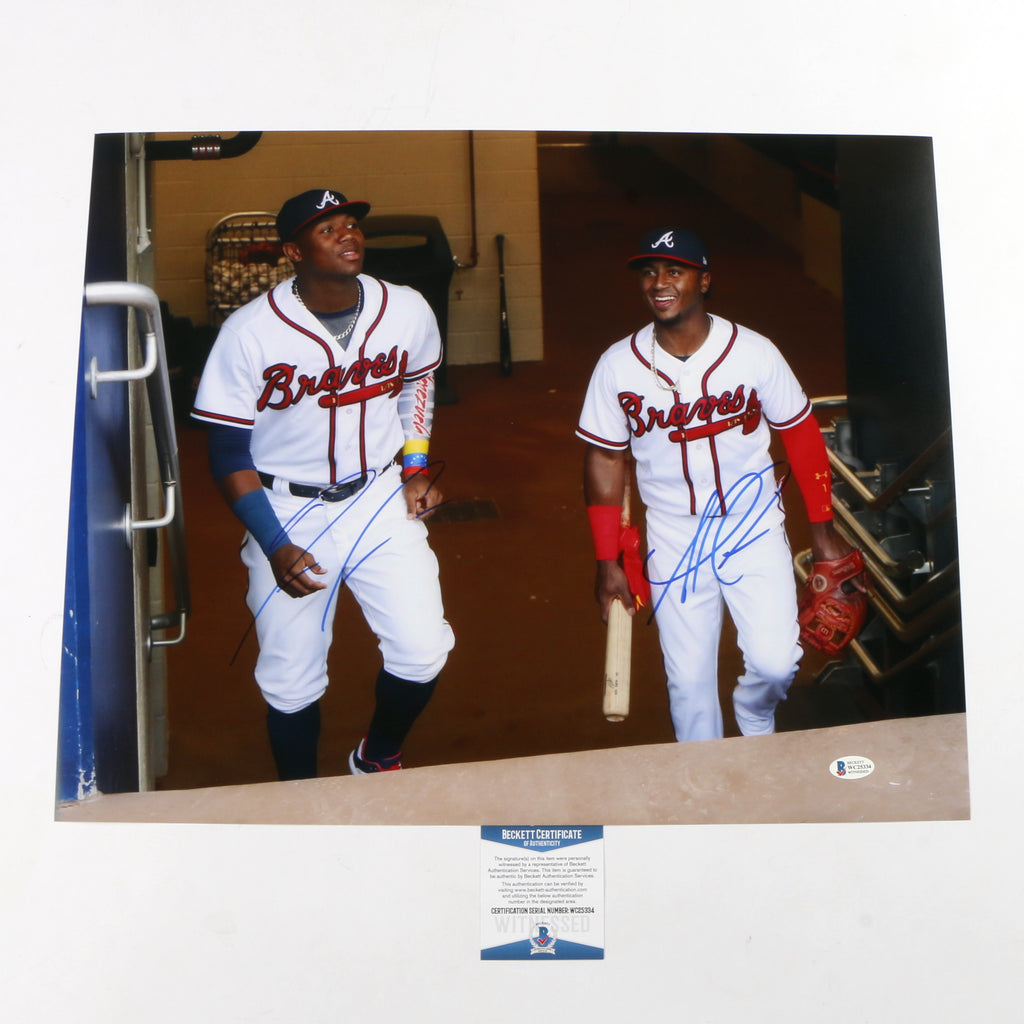 Ronald Acuna and Ozzie Albies Signed 16x20 Photo Atlanta Braves Dugout