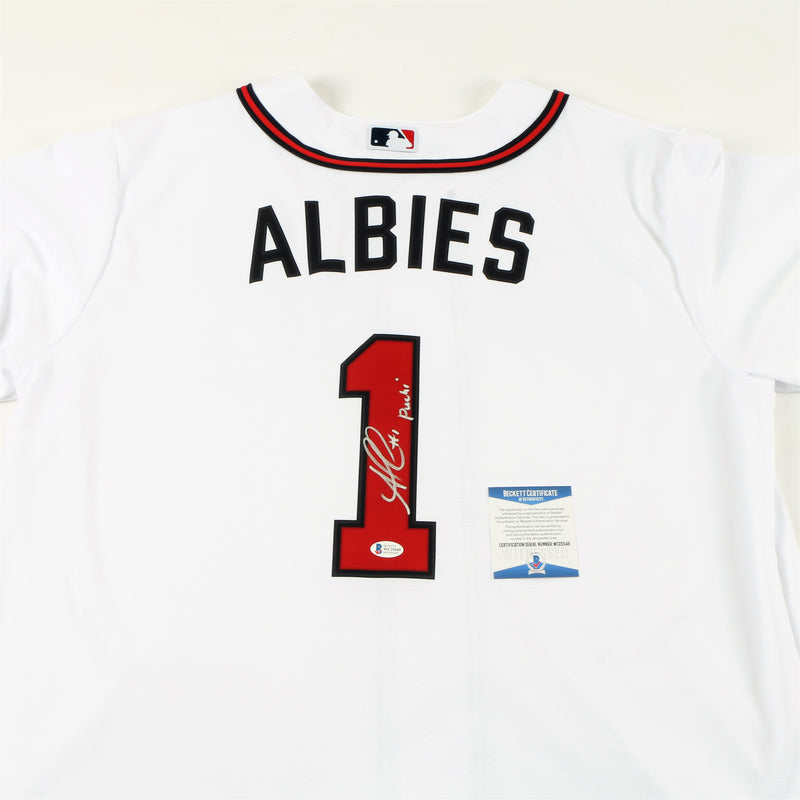 Ozzie Albies Signed Atlanta Braves Jersey with "Puchi" Inscription - White