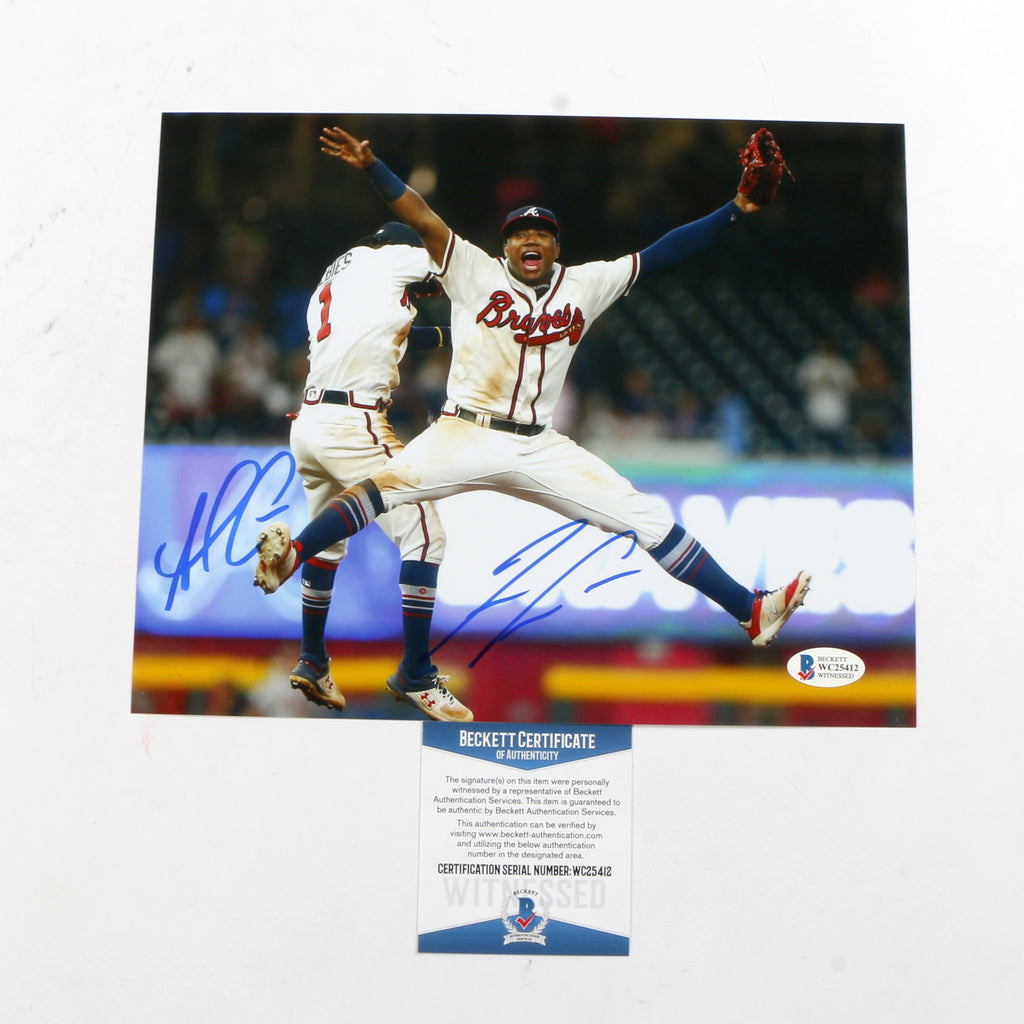 Ronald Acuna and Ozzie Albies Signed 8x10 Photo Atlanta Braves Postgame Celebration
