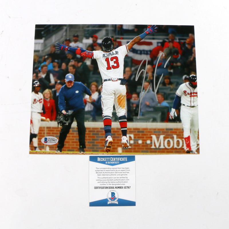 Ronald Acuna JR Signed 8x10 Atlanta Braves HR Celebration Beckett