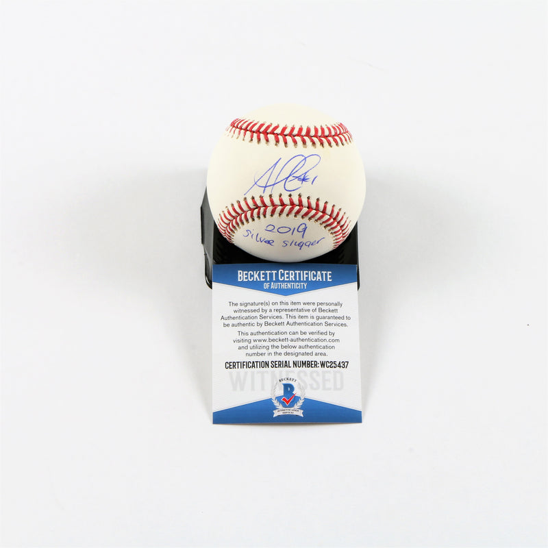Ozzie Albies Signed Official Major League Baseball Atlanta Braves with "2019 Silver Slugger" Inscription