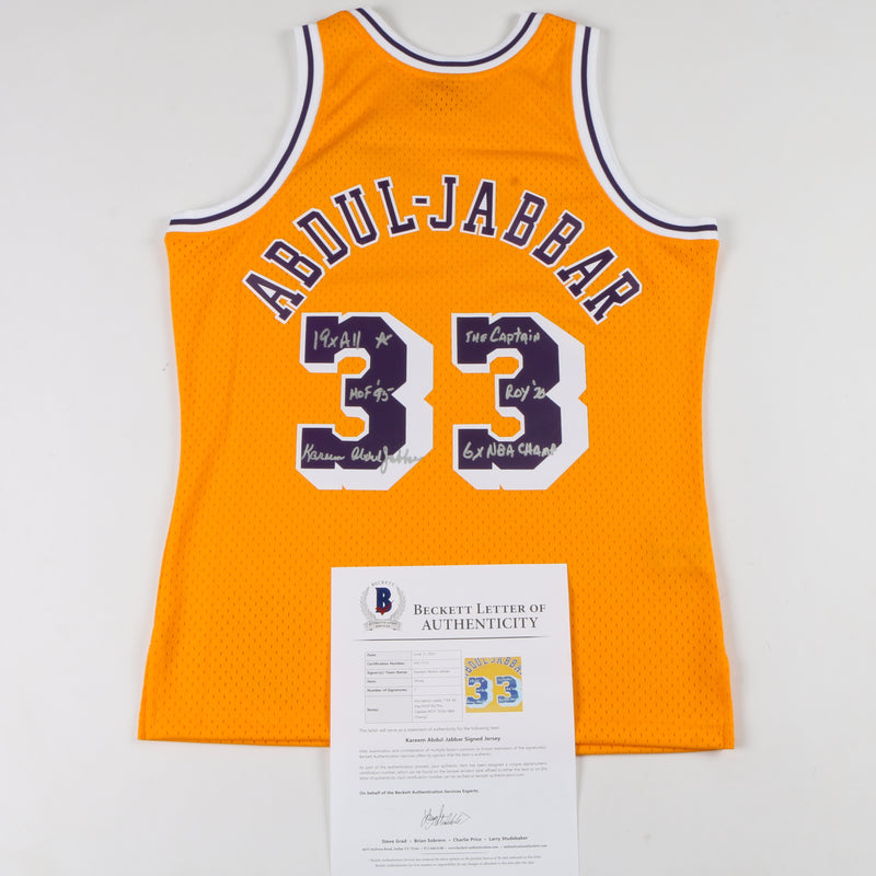 Kareem Abdul Jabbar Signed Los Angeles Lakers Jersey (Yellow)