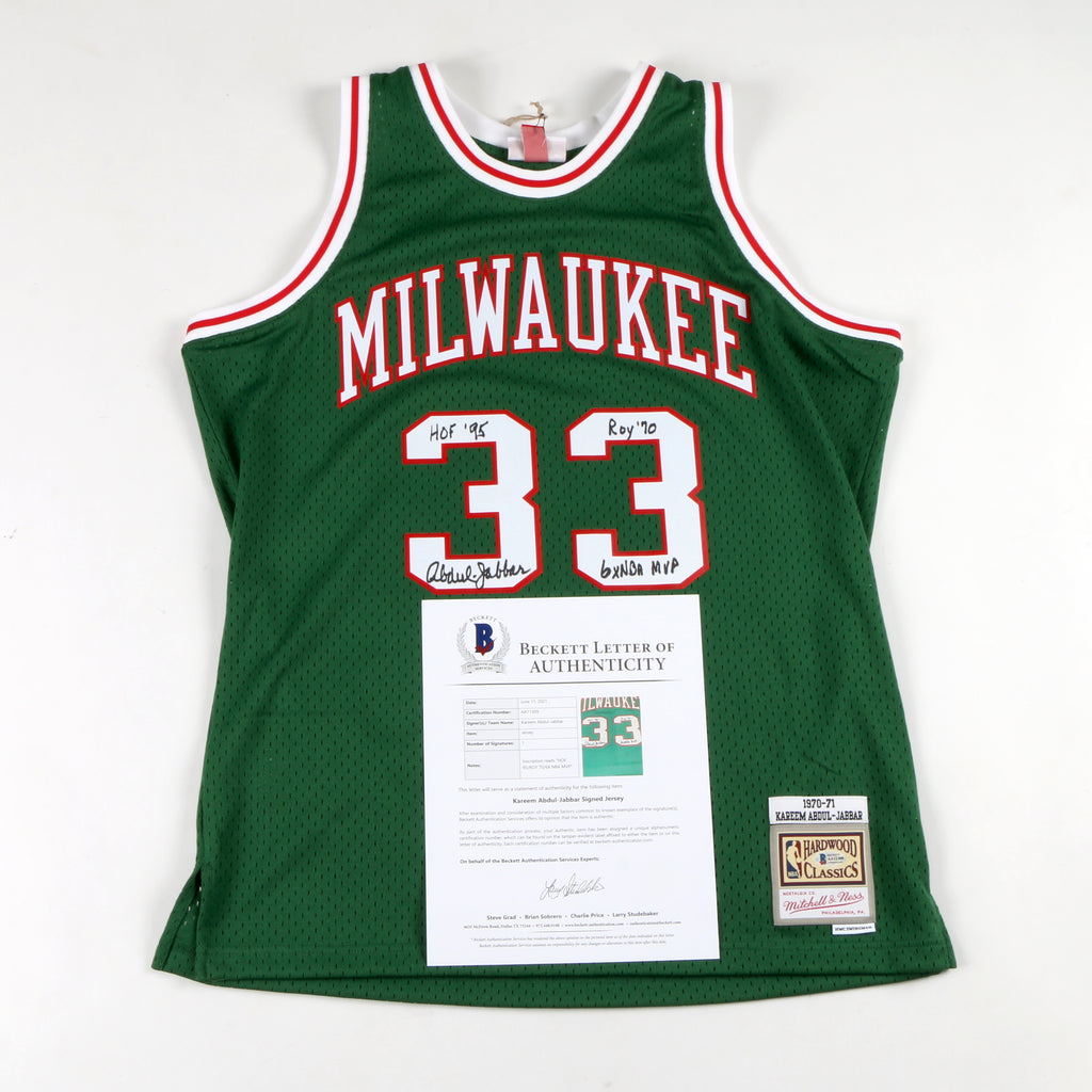 kareem abdul jabbar jersey signed