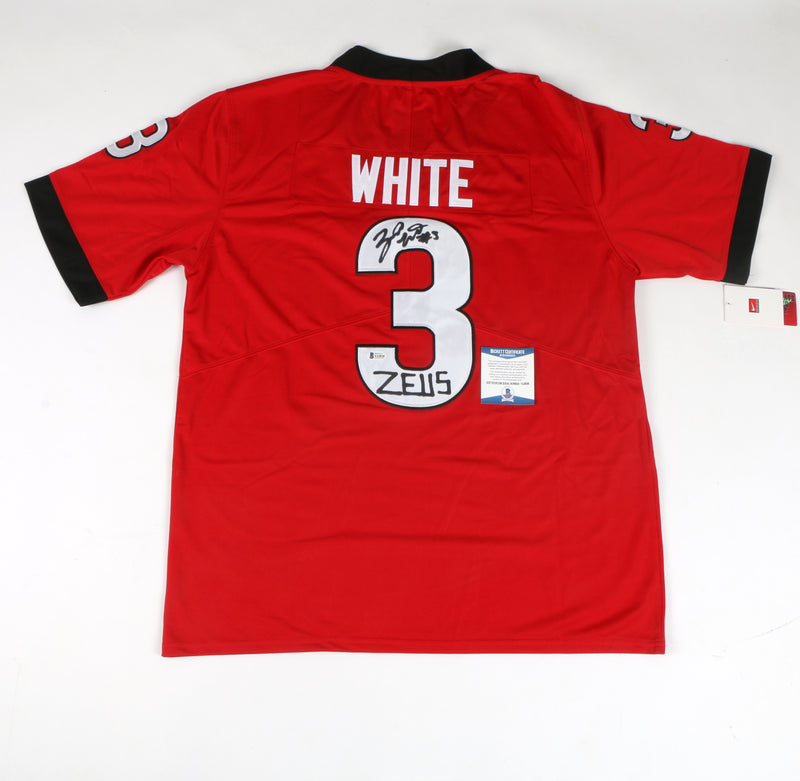 Zamir White Signed Jersey Red Georgia Bulldogs (Zeus)