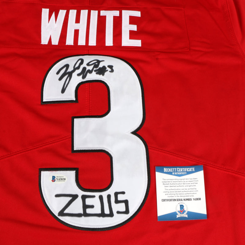 Zamir White Signed Jersey Red Georgia Bulldogs (Zeus)