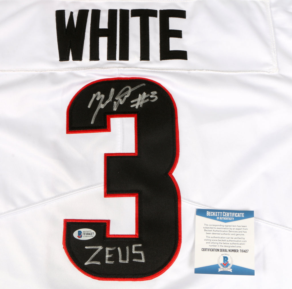 Zamir White Signed Jersey White Georgia Bulldogs (Zeus)