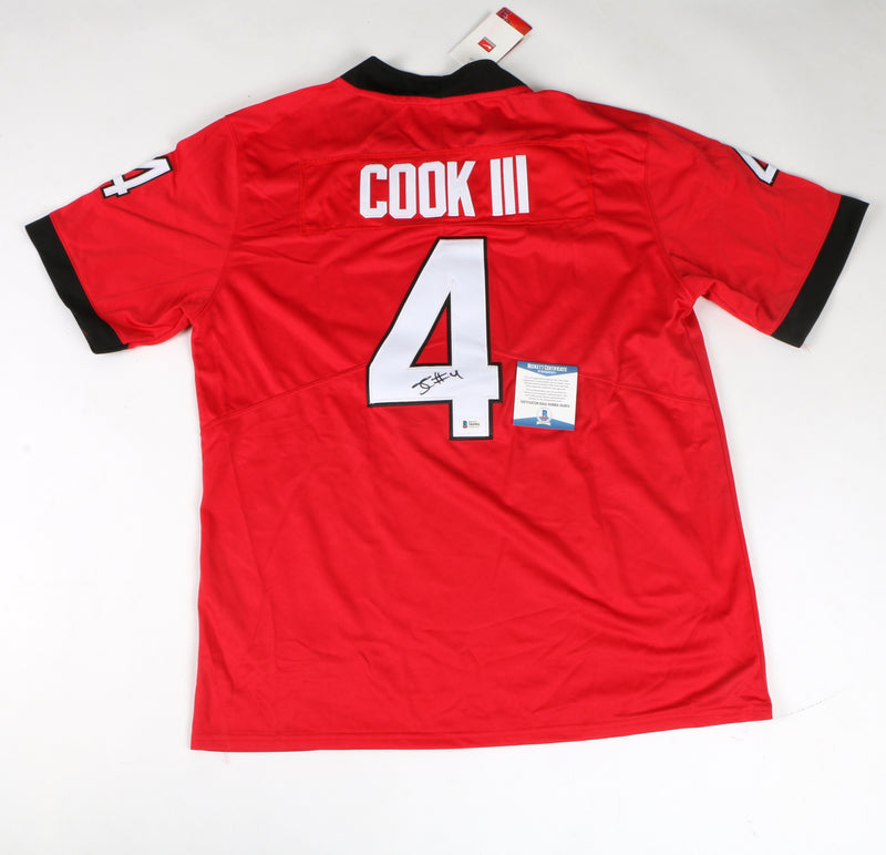 James Cook Signed Jersey Red Georgia Bulldogs