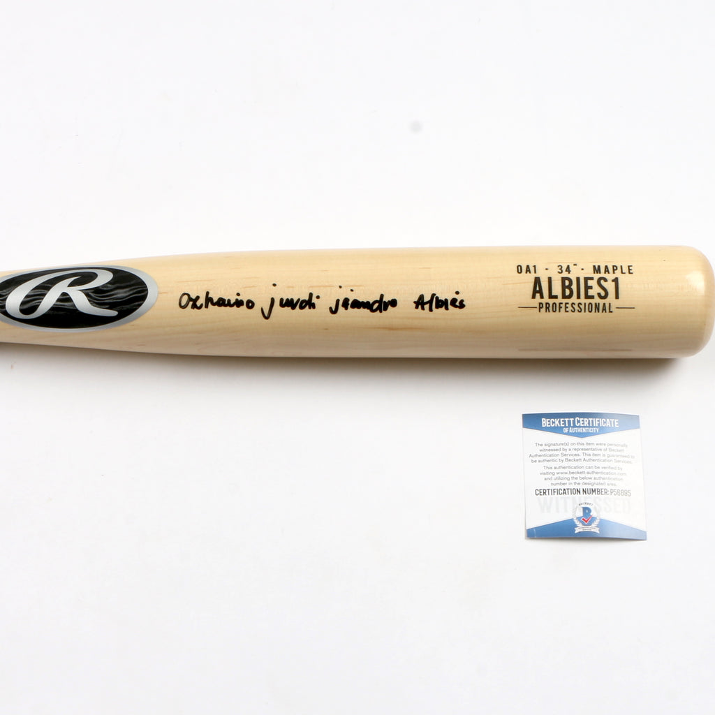 Ozzie Albies Signed Bat Game Used Atlanta Braves MLB Beckett