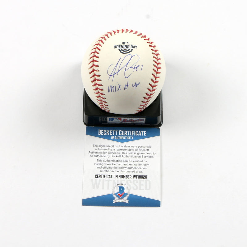 Ozzie Albies Signed 2020 Opening Day Official Baseball Atlanta Braves with "Mix it up!" Inscription