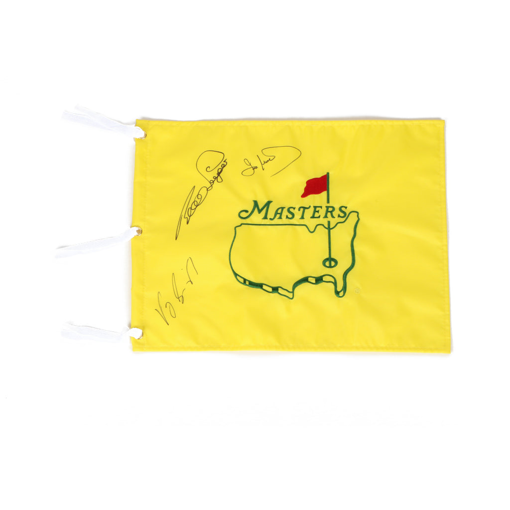 Masters Winner Flag Undated VJ Signh Ian Woosnam and Bernard Langer