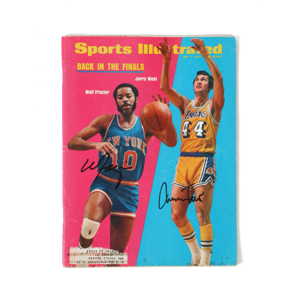 Jerry West and Walt Frazier Signed Sports Illustrated cover